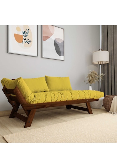 Woodesk Adalar Masif Ceviz-sarı Renk 2li Kanepe Cpt8166-210