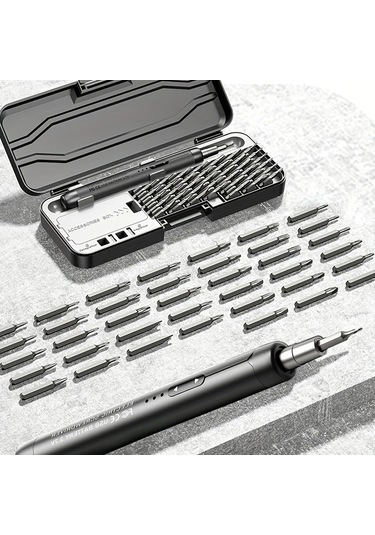 Honeybeeshop 46 İn 1 Siyah Mini Usb Şarj Edilebilir Lityum Pil Yüksek Torklu Elektrikli Tornavida Seti Ev Tamir Bilgisayar Telefon İçin