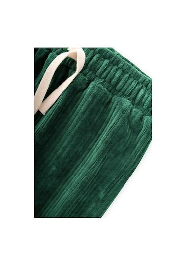 Fitilli Kadife Jogger Pantolon 1-10 Yaş Yeşil Yeşil