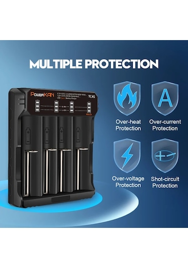 Xuweiwei Tc4s 4 Yuvalı Powerkan Akıllı Şarj Cihazı 3.7v Li İon Ve 1.2v Nimh Aa Aaa Pil Uyumlu