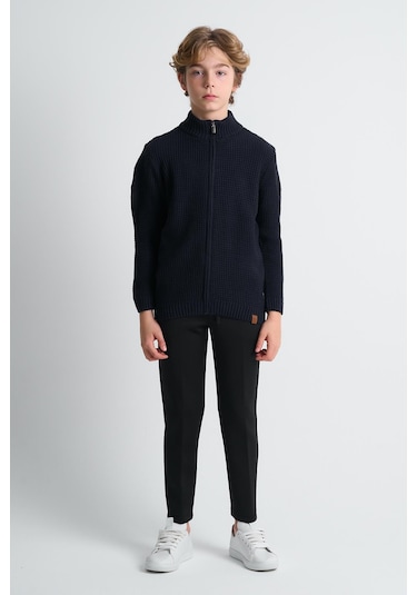 Alexandergardı Fermuarlı Dik Yaka Hırka Lacivert