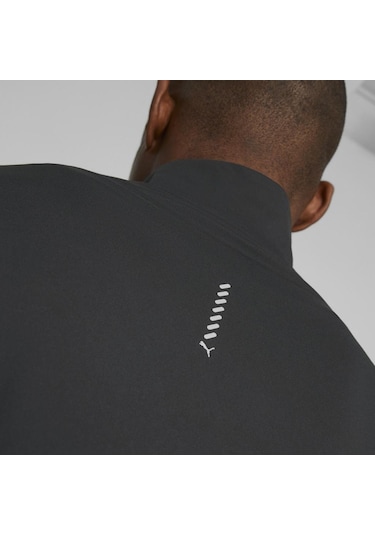 Puma Run Favorite 1/4 Zip Erkek Siyah Dik Yaka Tişört Siyah