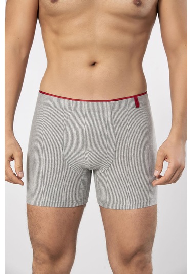 Weweus Gri Pamuk Elastan Çizgili Boxer 14921 Gri