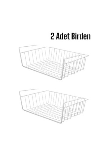 2 Adet Paslanmaz Metal Kanguru Raf Altı Sepeti Raf Çelik Sepet Askılı Raf Düzenleyici Sepet Siyah