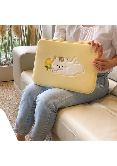 Xindoker 15 İnç Kedi Ve Lale Desenli Stylish Cihaz Koruyucu Laptop Tablet İç Çantası Diğer