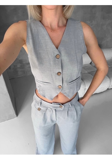 By Mop Essential Yelek Pantolon Takım Gri S255254 Gri