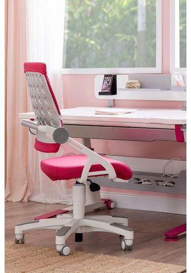 Creo Mobili Yükseklik Ve Sırt Ayarlı Sirius Çalışma Sandalyesi Ofis, Bilgisayar Koltuğu Fuşya/fuşya Gri