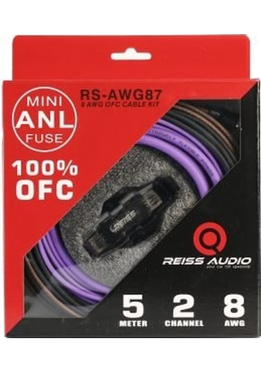 Reiss Audio 8ga Ofc Amfi Kablo Seti Yeni Seri Kaliteli Rs-awg87 Tam Bakır Profesyonel Anfi Kablosu