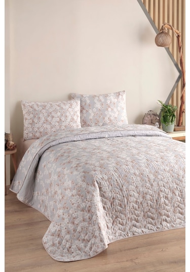 Enlora Home Çok Amaçlı Örtü Çift Kişilik Piti Yaprak Rose