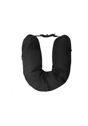 Padalink Seyahat Boyun Yastığı - Kıyafet Dolgulu Çantası, Su Geçirmez Lycra, Uçak Yastığı, 18x78 Cm Siyah, Çok Amaçlı Stokaj Siyah