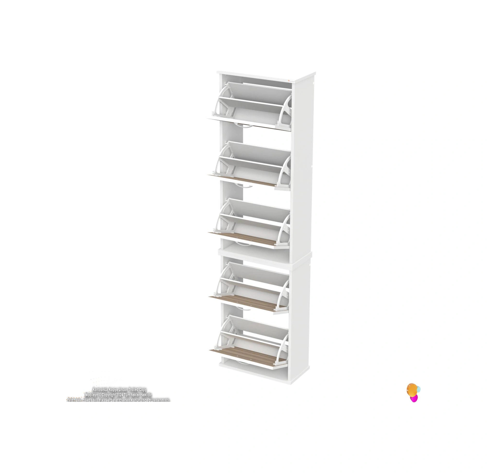 Asil 2 Li Cordoba Renk Asma Ayakkabılık Kapı Önü 5 Düşer Kapak 10 Göz Bölme Ayakkabılık 52x193x26 Cm Cordoba