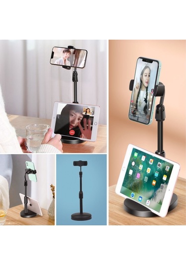 Woody Sofia Masa Üstü Tablet Ve Telefon Tutucu Plastik Aparat Siyah Telefon Standı