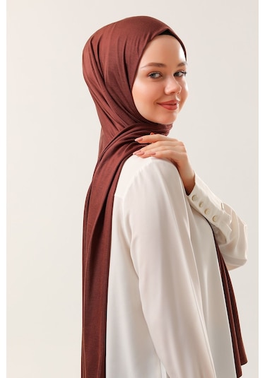 Melodi Scarf Tesettür Penye Şal Acı Kahve Acı Kahve