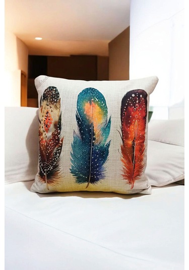 Modern Tarz Dijital Baskılı 4 Lü Dekoratif Kırlent Kılıfı Seti 43x43 Cm Şık Ve Renkli Tasarımlar Krem - Bej