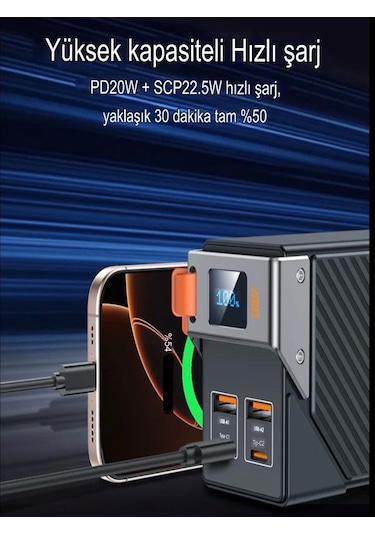 30000mah 65w Hızlı Şarjlı Dijital Göstergeli Taşınabilir 2usb 2ty