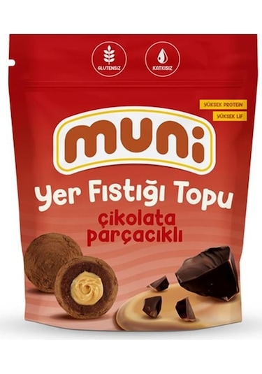 Muni Çikolata Parçacıklı Yer Fıstığı Topu 6 x 80 G
