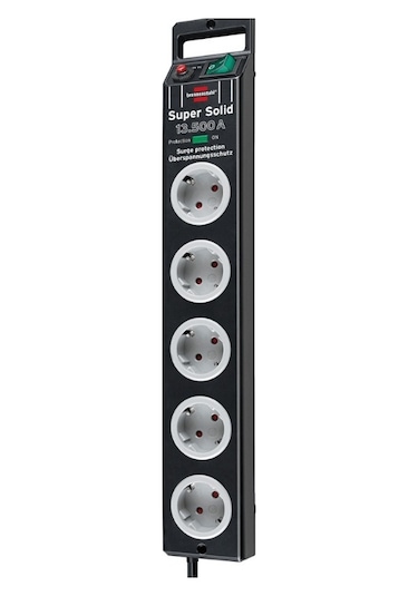 Super Solid Serisi Brennenstuhl 5 Soketli 2.5 Metre 13.500 Mah Akım Korumalı Priz Siyah