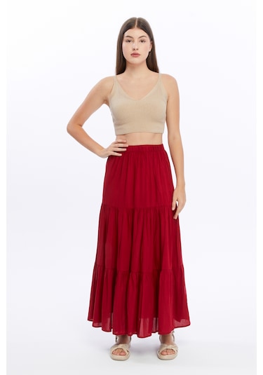 Anabel Uzun Etek Kırmızı