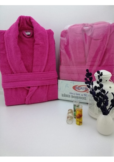Sertay Havlu %100 Pamuk Bukle Lüks Tek Bornoz S0022 Fuşya