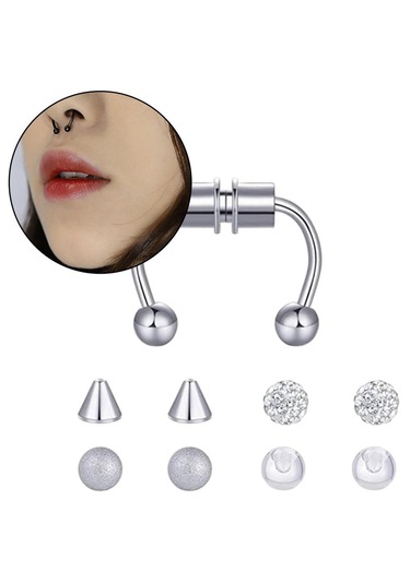 Suntek Kadınlar Için Manyetik Sahte Akrilik-gümüş-1,2x8x3mm Gümüş