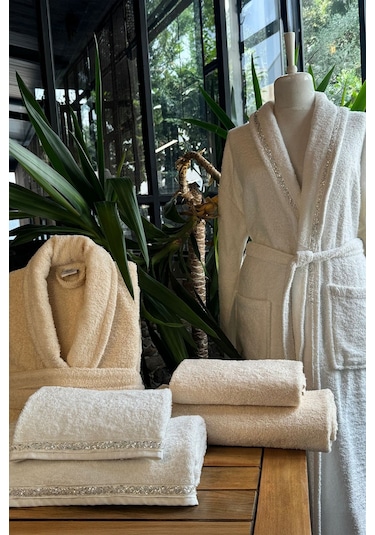 Elart Vals Aile Bornoz Seti 6 Parça Taş Taş