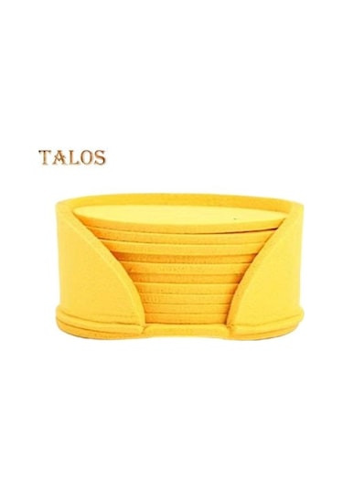 Sarı 10 Adet Keçe Bardak Isı Yalıtımı Su Emici Anti-haşlanma Masa Koruma Kupası İçme Şişesi Anti-skid Placemats Sarı