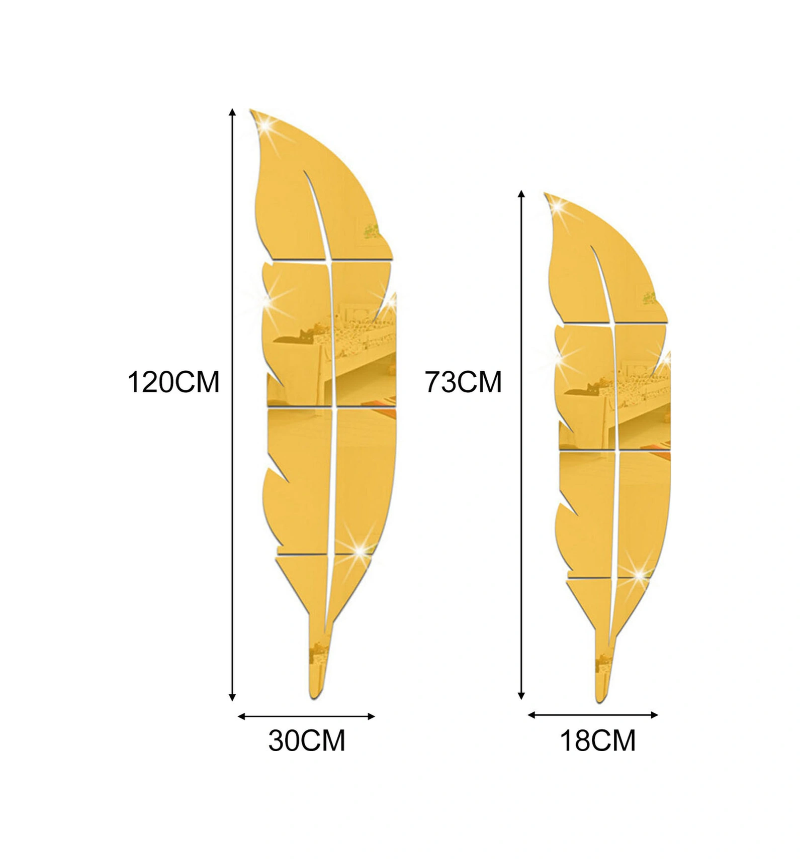 Fosenze Büyük Boy Altın Renkli Plastik Duvar Sticker, Koruyucu Filmi Kaldırınca Parlak Ayna Efekti Verir 120 30cm Altın