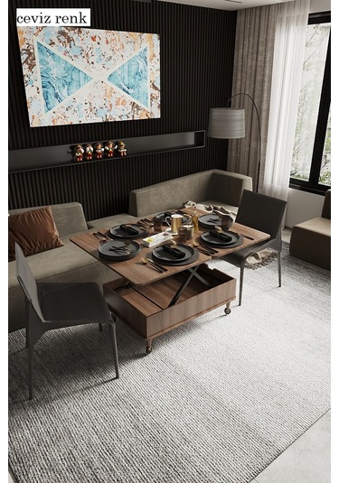 Kolexonline Nino Akıllı Sehpa Tekerli Ayaklı Çekmeceli