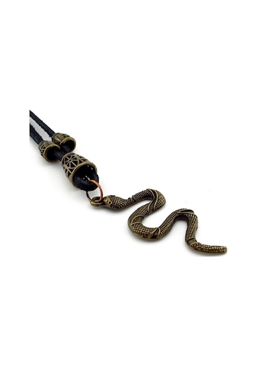 Solfera Antik Sari Renkli Yilan Deri Metal Erkek Kolye Q0584 Çok Renkli