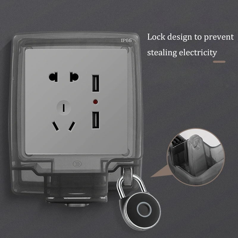 Youmex Banyo Tuvalet Ip55 Su Geçirmez Kapağı - 86 Tipi Şeffaf Siyah Yapıştırmalı Anahtar Soket Koruyucu Kutusu Pano Prizi