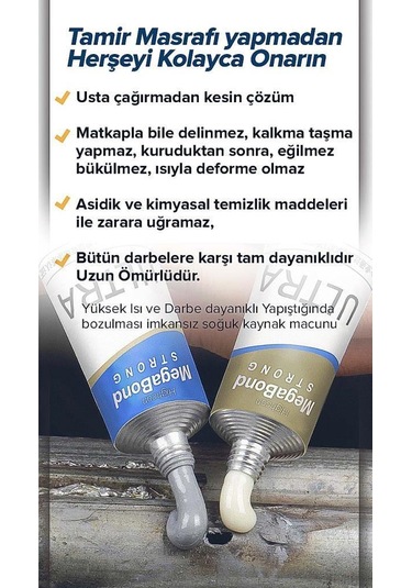 Megabond Çift Karışım Soğuk Kaynak Macun Yapıştırıcı 20Gr N11.3346