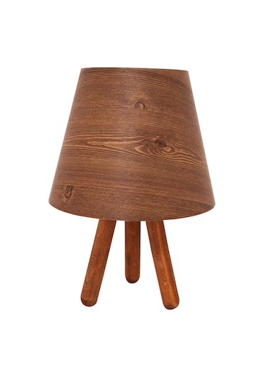 Tripod Abajur Masa Lambası Ahşaplı Kahverengi