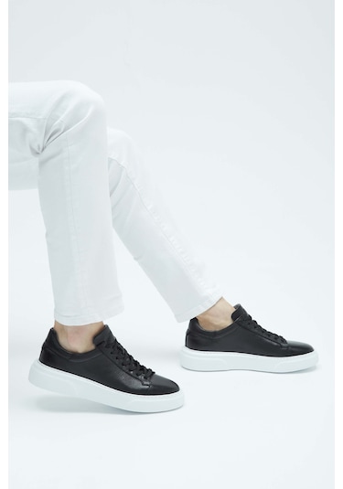 Tamer Tanca Erkek Hakiki Deri Siyah Sneakers & Spor Ayakkabı 04 2501 Erk Ayk Y23 Sıyah Fltr Siyah