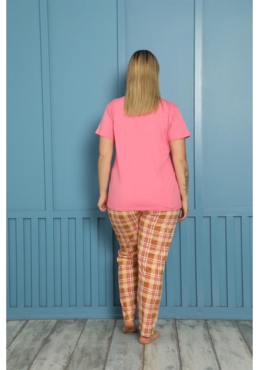Akbeniz Kadın %100 Pamuk Kısa Kol Büyük Beden Pijama Takım 202156