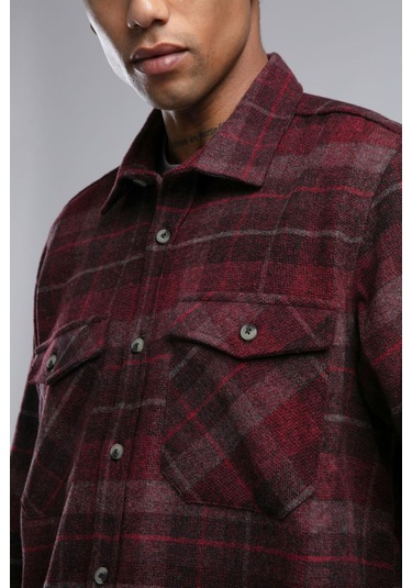 Lee Cooper Donas Erkek Dokuma Uzun Kol Gömlek-20393 Bordo