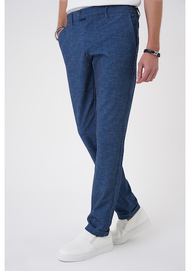 Efor Comfort Fit Kırçıllı Beli Lastikli Gece Mavisi Jogger Pantolon P 1176 Mavi