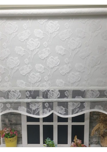 Çift Mekanizmalı Kirli Beyaz Tül Perde Ve Ekru Stor Perde Stb1093