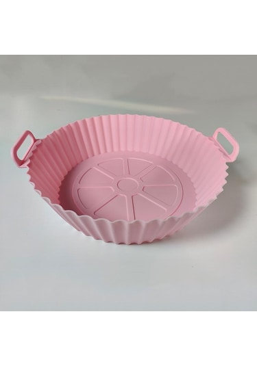 Açık Pembe Hava Fritöz Kalınlaşmış Gıda Sınıfı Silikon Mat Silikon Katlanır Pişirme Mat Ev Hava Fritöz Fırın Tepsisi Round 24 19 6cm 110g Açık Pembe