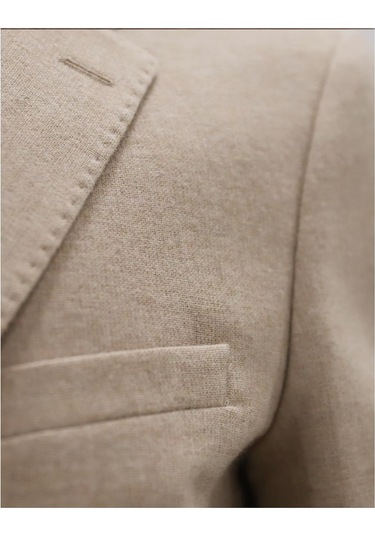 Uki Bej Mono Yaka Klasik Ceket Bej