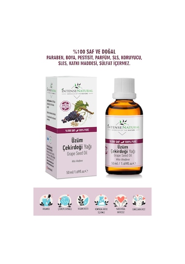 Intense Natural Üzüm Çekirdeği Yağı Soğuk Sıkım 50 ML