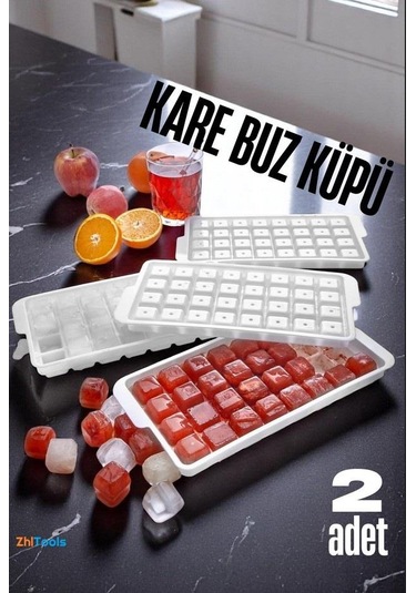 Zhltools Buz Kalıbı Kare İçecek Buz Kalıbı - Mutfak Buz Kalıbı Kolay Çıkarılır Buz Kalıbı 2 Adet Beyaz