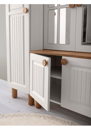 Rüzgar Mdf Portmanto Krem - Meşe