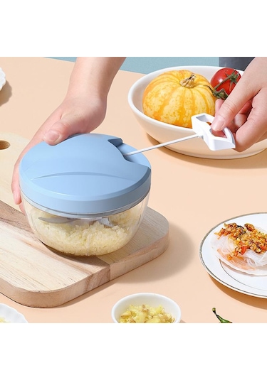 1 Adet Sarımsak Doğrayıcı Manuel Sarımsak Presi Yiyecek Sebze Kesici Et Kıyma Makinesi Mutfak Aletleri El Kıyma Makinesi Sarımsak Ezici Mavi