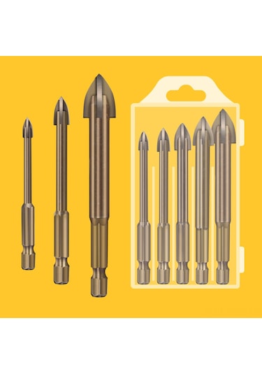 Fosenze Çelik Karbür Matkap Ucu Seti, Cam, Seramik, Duvar, Ahşap Delme İçin Çok Amaçlı 5'li 3-4-5-6-7mm Delme Aleti Seti