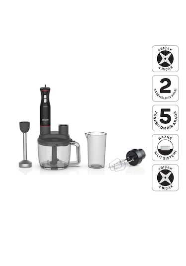 Arzum AR1204 Starchef Pro 1800 W 4 Bıçaklı 1.5 L Hazneli 2 Kademeli Multi Blender Seti