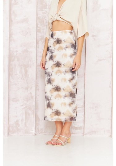 Kadın Bej Astarlı Tül Etek Dm2037 Bej