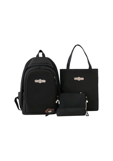 Geniş Kapasiteli Şık Ve Fonksiyonel Sırt Çantası, Okul Ve Günlük Kullanım İçin Pratik Dört Bölmeli Öğrenci Çantası, Minimalist Tasarım Siyah