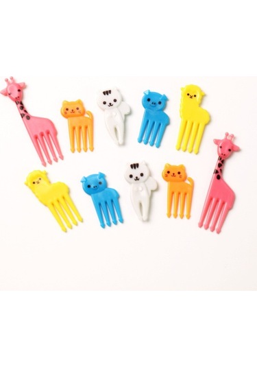 Aurora Hayvan Çocuk Mini Karikatür Meyve Çatalı Seti Çok Renkli