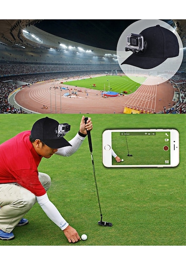 Cbtx Puluz Pu195 Gopro Aksesuarları Uyumlu Spor Kamera Şapkası Vidalı Ayarlanabilir Kapak Ve Gopro Kamera Uyumlu J Stent Taban - Kırmızı