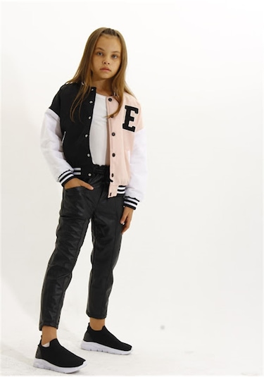 Kız Çocuk Çıtçıt Düğmeli Kolej Mont-11153 Pembe